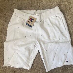 Champion White Athletic Shorts with Multicolor Accents